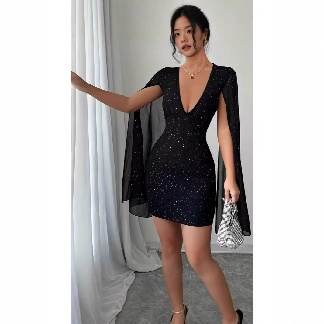 Women Formal Party Wear Dress - V Neck Bodycon Midi Dress Elegant