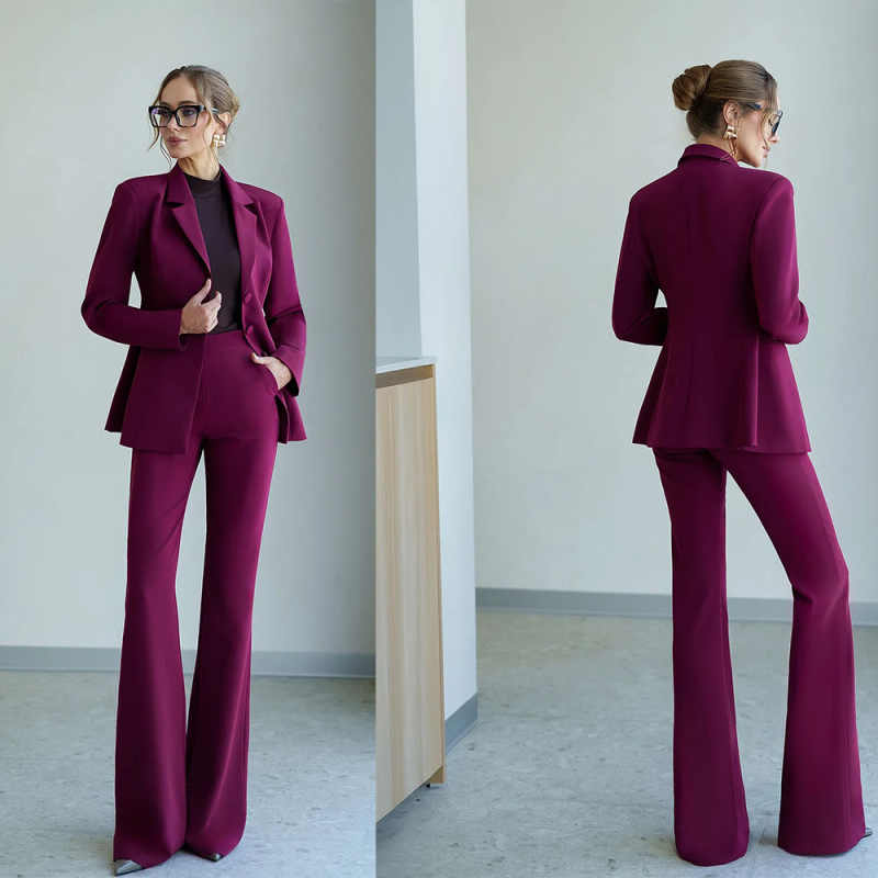 Women Formal Party Wear Dress - Pure Color Women Pants Suits Slim