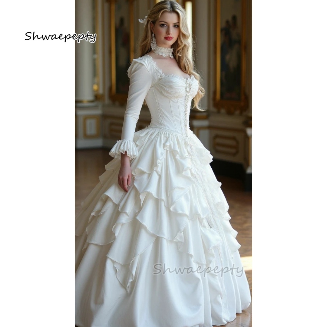 Women Formal Wear M&S - Vintage Victorian Wedding Dress Ruffled Tiered
