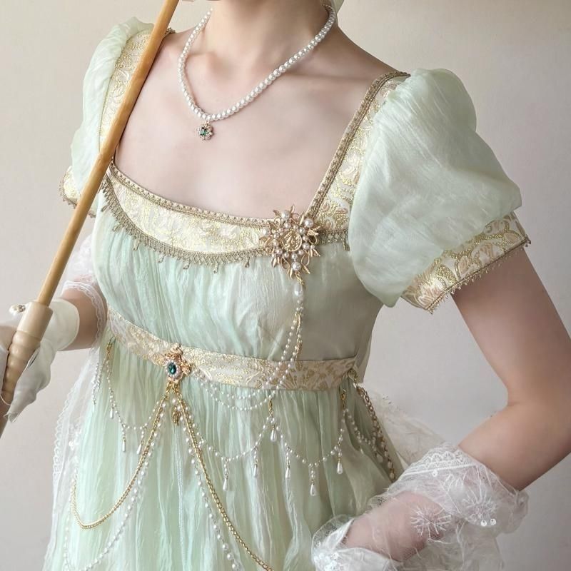 Handmade Regency Empire Waist  - đánh giá và giá Women'S Green Formal Wear