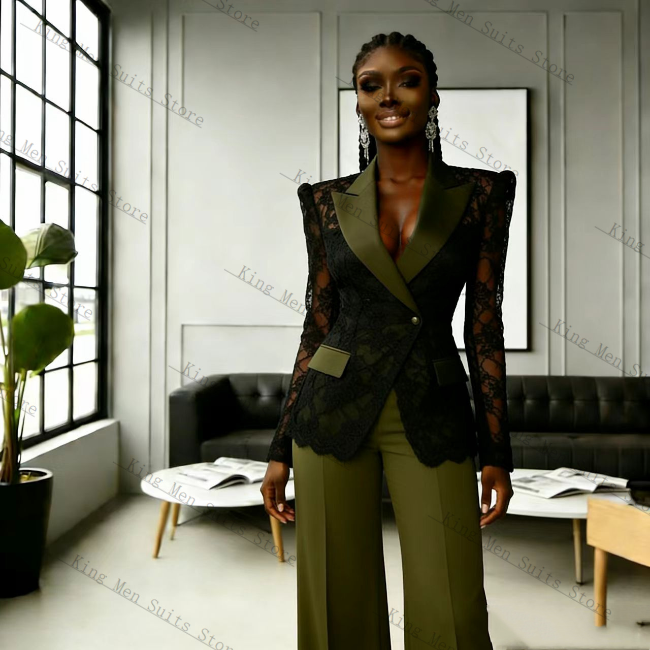 Green Black Lace Women Suit Se - đánh giá và giá Women'S Green Formal Wear
