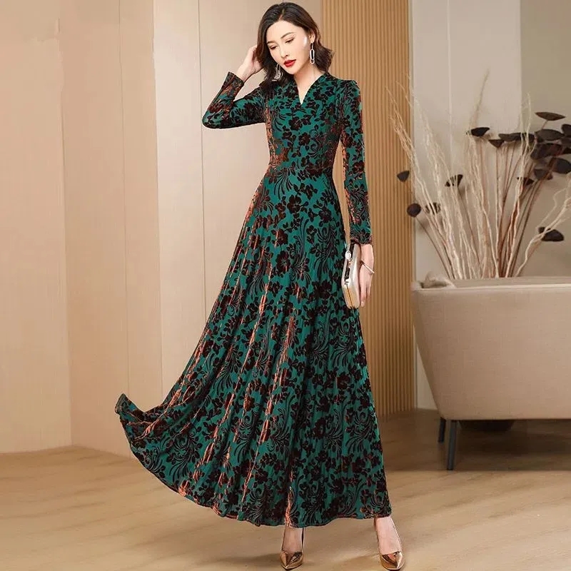 Spring Autumn New Gold Velvet  - đánh giá và giá Women'S Green Formal Wear