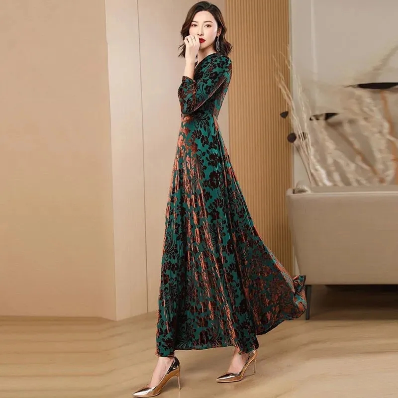 Spring Autumn New Gold Velvet  - đánh giá và giá Women'S Green Formal Wear