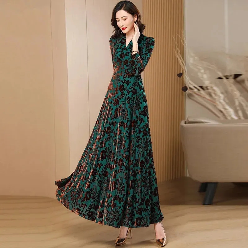 Spring Autumn New Gold Velvet  - đánh giá và giá Women'S Green Formal Wear