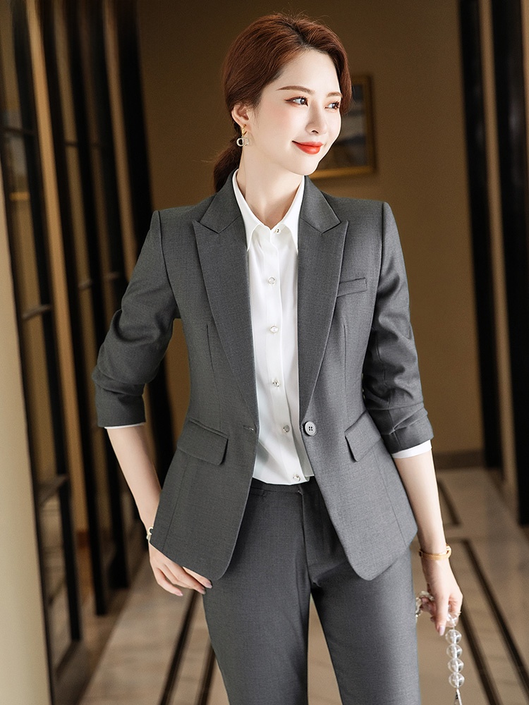 Gray Suit Set for Women Spring - đánh giá và giá Women Formal Wear For Interview