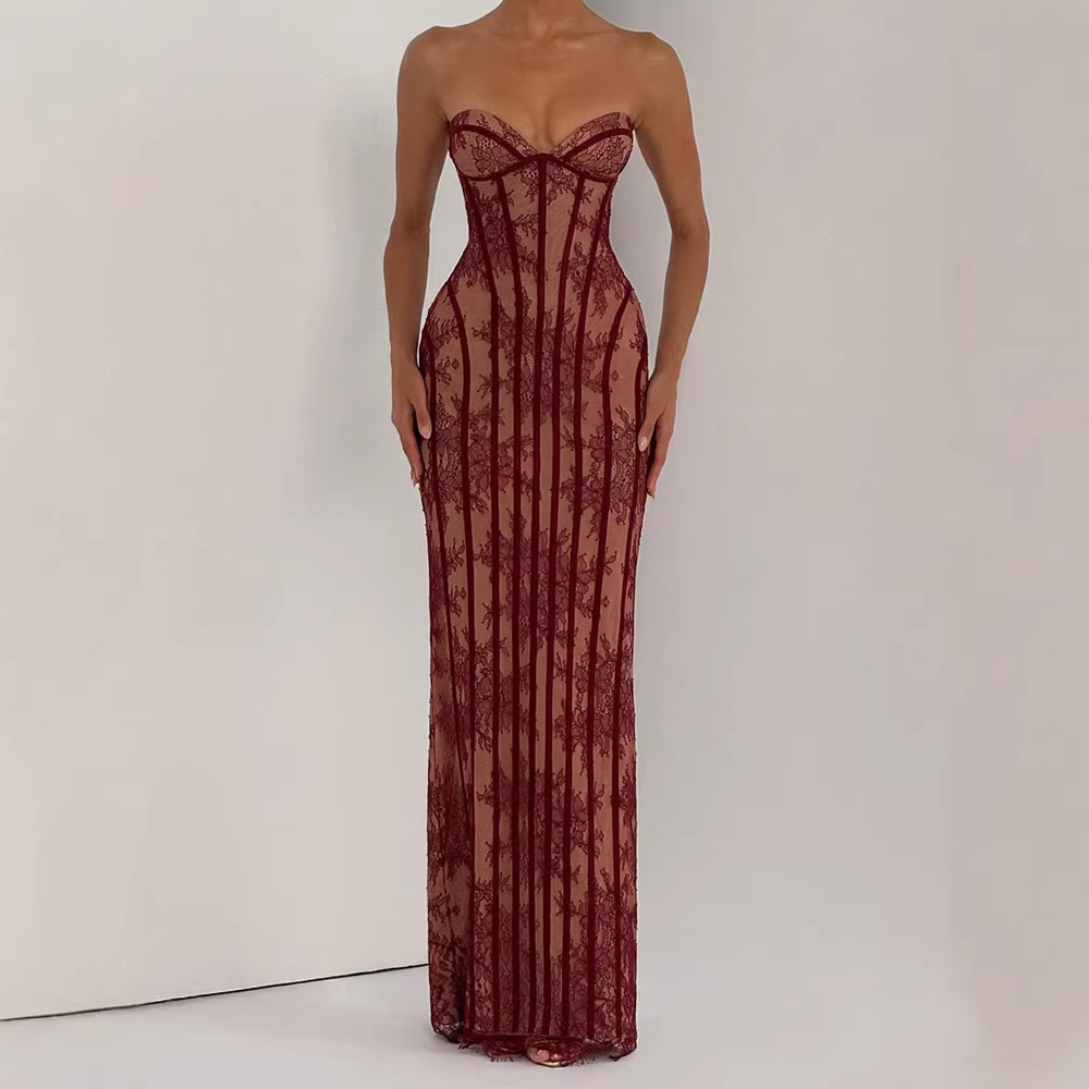 Strapless Bodycon Maxi Dress f - đánh giá và giá Women Formal Party Wear Dress